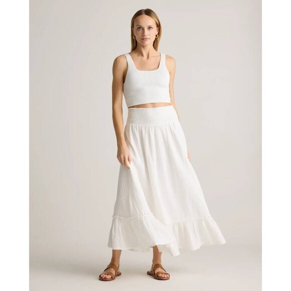 Quince Dresses & Skirts - NWT Quince 100% Organic Cotton Gauze Smocked Maxi Skirt Size M
